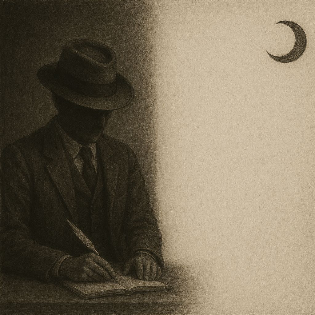 A rain-slicked city street at night, with neon lights reflecting on the wet pavement.